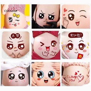 Set 2 Miếng Dán Bụng Biểu Cảm Hoạt Hình Dễ Thương Cho Phụ Nữ Mang Thai