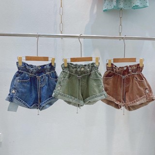 Q51- Quần short jean bò bé gái KÈM XÍCH cá tính - Size 9-30Kg