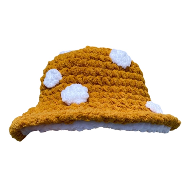 Kikin Handmade Nấm Mũ Xô Nón Pilling Chống Nữ Mũ Hoa Mềm Beanie Nón Móc Ngư Dân Mũ Phố Sn