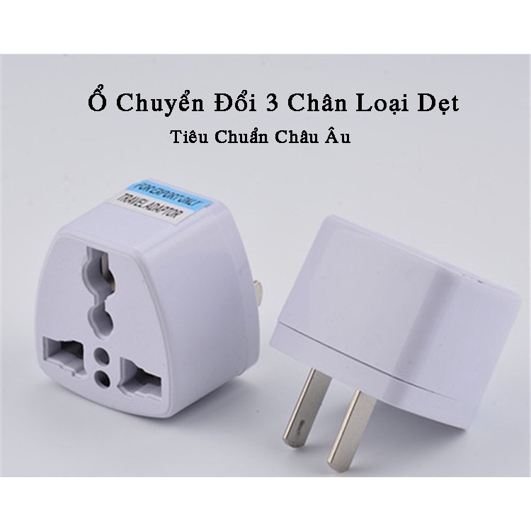 Phích cắm điện chuyển đổi từ 3 chân sang 2 chân nguồn 220V PCD01 - Màu trắng