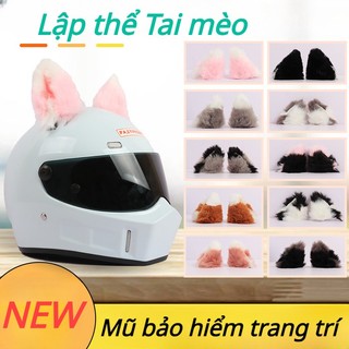Trang trí mũ bảo hiểm tai mèo ba chiều, miếng dán tai mèo siêu lớn, trang trí mũ bảo hiểm xe máy và xe điện phổ thông