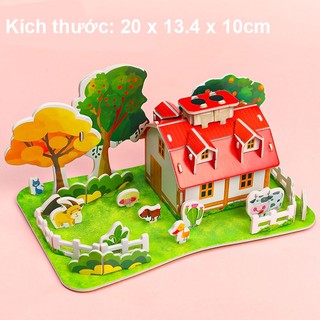 Đồ Chơi Xếp Hình Ngôi Nhà 3D Bằng Bìa Xốp Cho Bé Mô hình 3D giấy tự lắp ráp SUNNY DAY