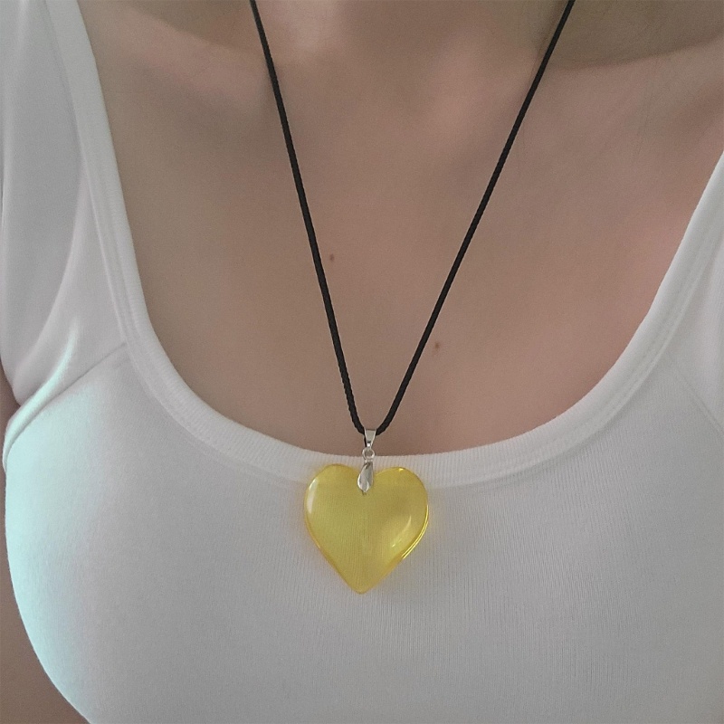 Vòng Cổ choker Mặt Trái Tim Thủy Tinh Trong Suốt Thời Trang