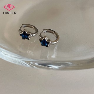 Khuyên Tai Tròn Hình Ngôi Sao Màu Xanh Dương y2k Thời Trang Mới