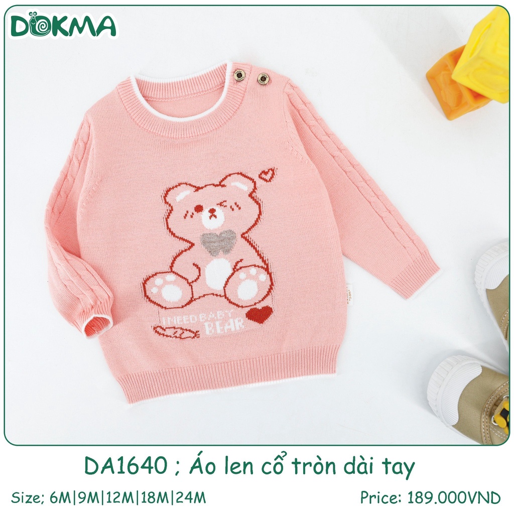 (6-13kg, 3-36M) Áo Len Cổ Tròn Dài Tay Dokma Hoạ Tiết Đáng Yêu Cho Bé DA2268