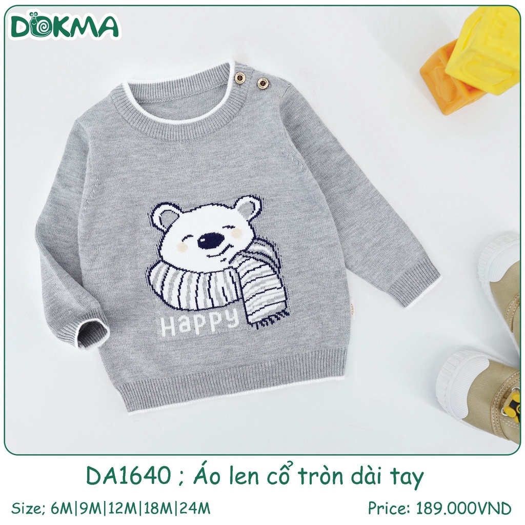 (6-13kg, 3-36M) Áo Len Cổ Tròn Dài Tay Dokma Hoạ Tiết Đáng Yêu Cho Bé DA2268