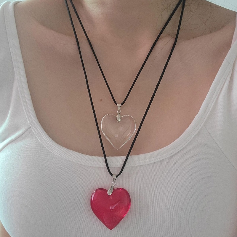 Vòng Cổ choker Mặt Trái Tim Thủy Tinh Trong Suốt Thời Trang