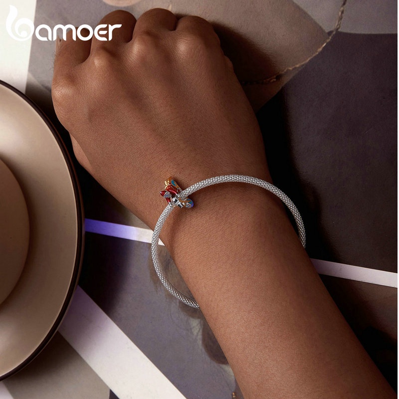 Bamoer Mặt Dây Chuyền Bạc sterling 925 Hình Ngôi Nhà Ông Già Noel Phát Sáng Trong Đêm