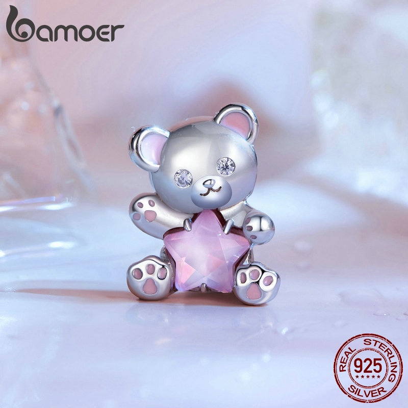 Mặt dây chuyền BAMOER hình cá heo/kẹo/trái tim bằng bạc sterling 925 xinh xắn