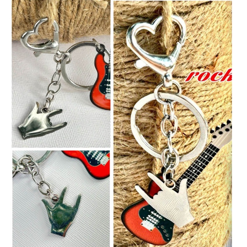 Móc Khóa Hình Đàn guitar Endy y2k Phong Cách rock Độc Đáo