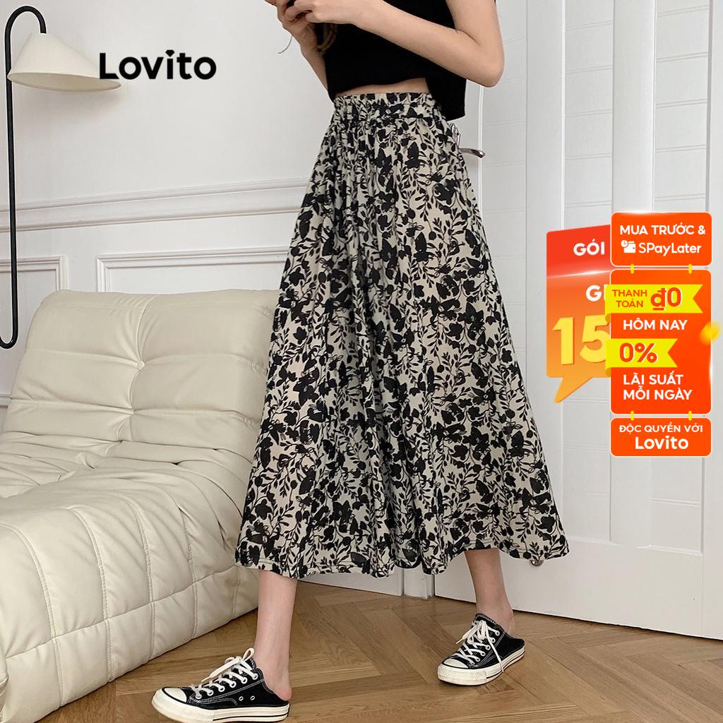 Chân váy Lovito cơ bản họa tiết hoa thường ngày cho nữ LNE10053 Nhiều màu