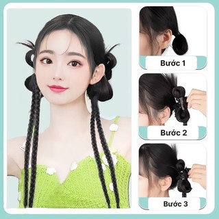Tóc Giả Búi Kẹp Tỉa Lông Vũ TỂT 2 BÍNH (GIÁ 1 BÊN), Tóc Giả Y2K Phong Cách Hàn Quốc HaminStore