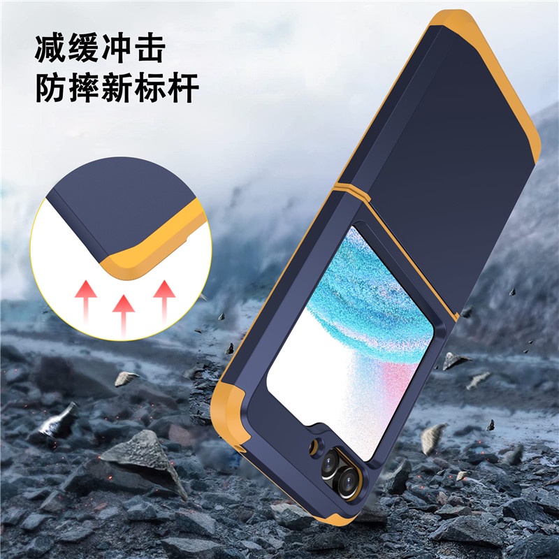 Bao Da Điện Thoại pc 2 Trong 1 Nắp Gập Chống Sốc Bảo Vệ Cho samsung z flip 5 z flip 4 hinge z flip 3 Ốp