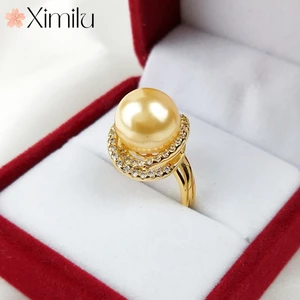⭐ Sang Trọng Nhẫn Đính Hạt Ngọc Trai Hình Vỏ Sò Màu Vàng Sang Chảnh Cho Nữ