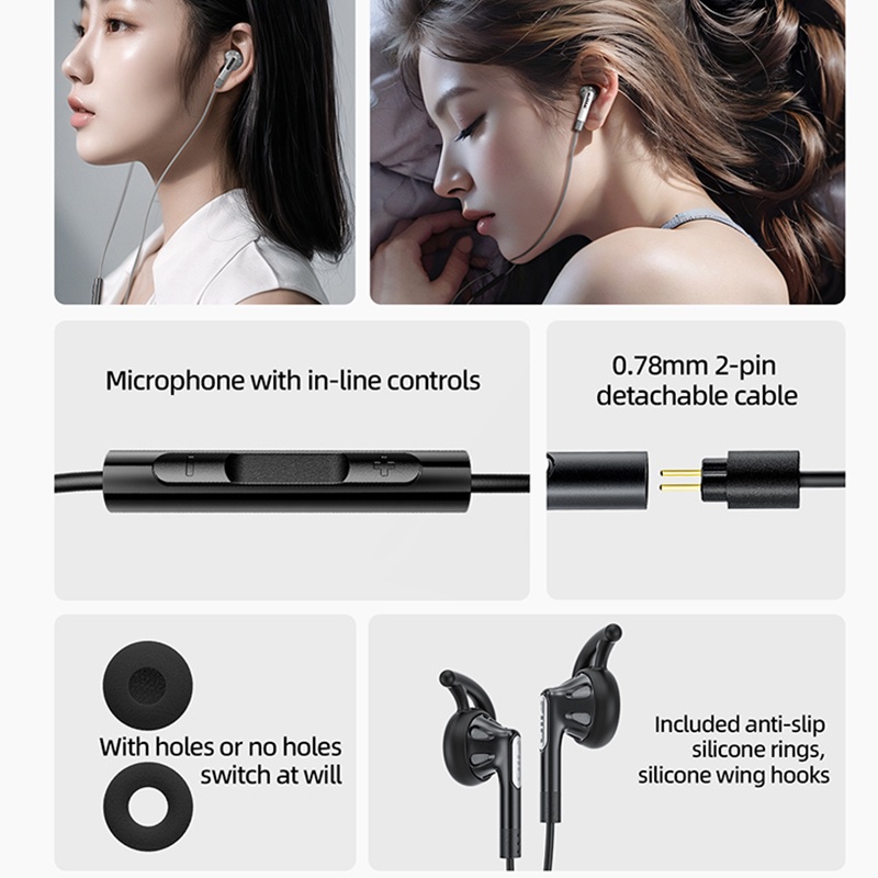 Fiio Tai Nghe Nhét Tai ff1 14.2mm hifi 0.78mm Có Thể Tháo Rời Kèm mic | BigBuy360 - bigbuy360.vn