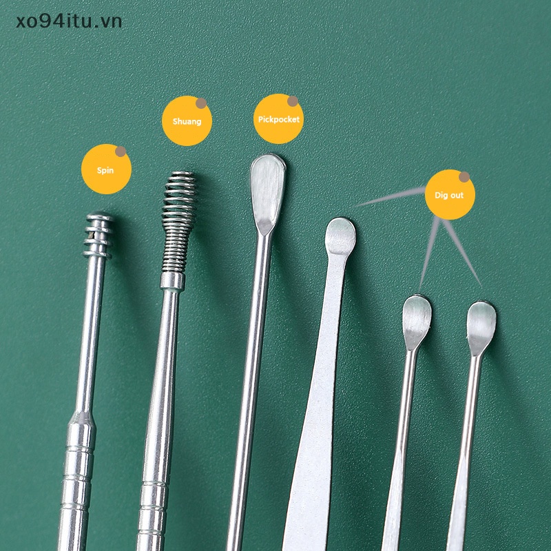 Xoitu set 6 Dụng Cụ Lấy Ráy Tai Bằng Thép Không Gỉ Tiện Dụng vn