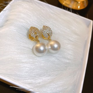 Bạc 925 Kim Zircon Lá Ngọc Trai Bông Tai Thời Trang Hàn Quốc Ánh Sáng Thiết Kế Sang Trọng Bông Tai Niche Tính Khí Bông Tai Nữ Không Gây Dị Ứng