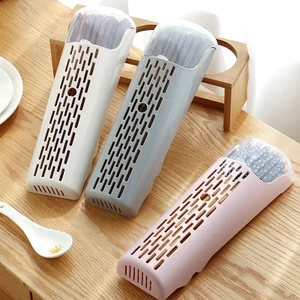 Hộp Đựng Đũa Thìa Treo Tường Giá Đựng Đũa Thìa Thoát Nước Có Nắp Đậy