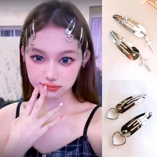 Set Kẹp Tóc Kim Loại Đính Charm Hình Thập/Trái Tim, Kẹp Tóc Phong Cách PUNK HaminStore
