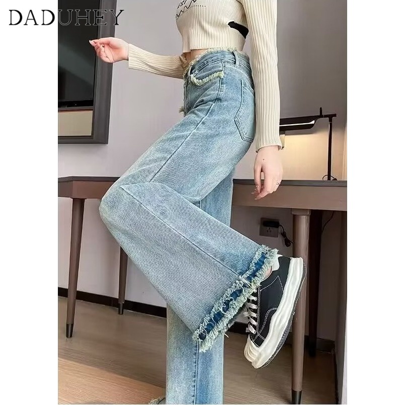 Ảnh Quần jeans DADUHEY cạp cao dáng rộng phong cách Mỹ thời trang cổ điển 4