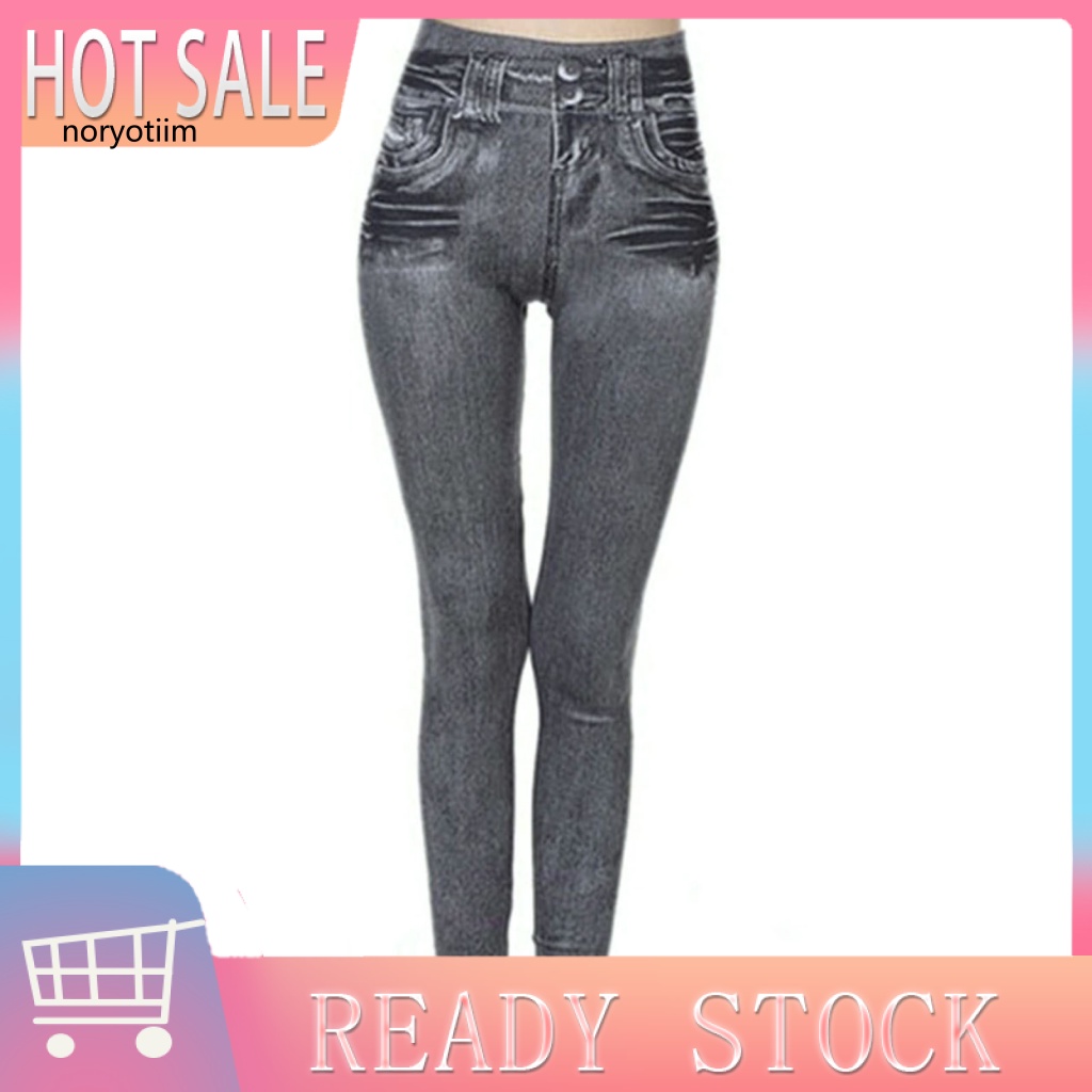 Quần jeans Dài Tới Mắt Cá Chân Giả Jean polyester Co Giãn Thoải Mái Thời Trang Cho Nữ
