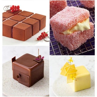 Khuôn Silicon 3D Vuông Khối Lập Phương Hình Trụ Bánh Mousse Khuôn Làm Bánh Cho Kẹo Caramel Món Tráng Miệng Bánh Phô Mai