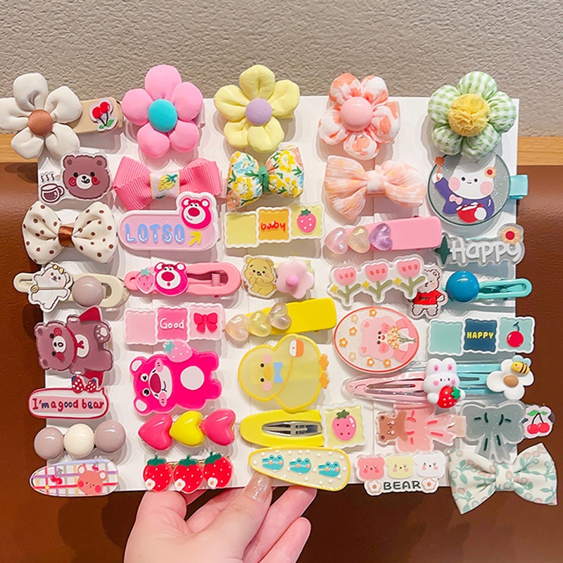 Set 20 Kẹp Tóc Nơ / Trái Tim Thời Trang Cho Bé Gái