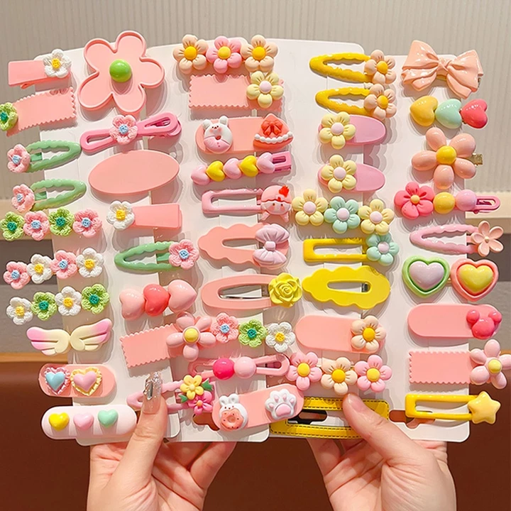 Set 20 Kẹp Tóc Nơ / Trái Tim Thời Trang Cho Bé Gái