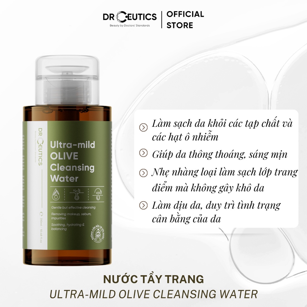 Ảnh Nước tẩy trang DRCEUTICS Ultra-Mild Olive Cleansing Water làm sạch sâu, không gây khô da 310ml, 500ml 2