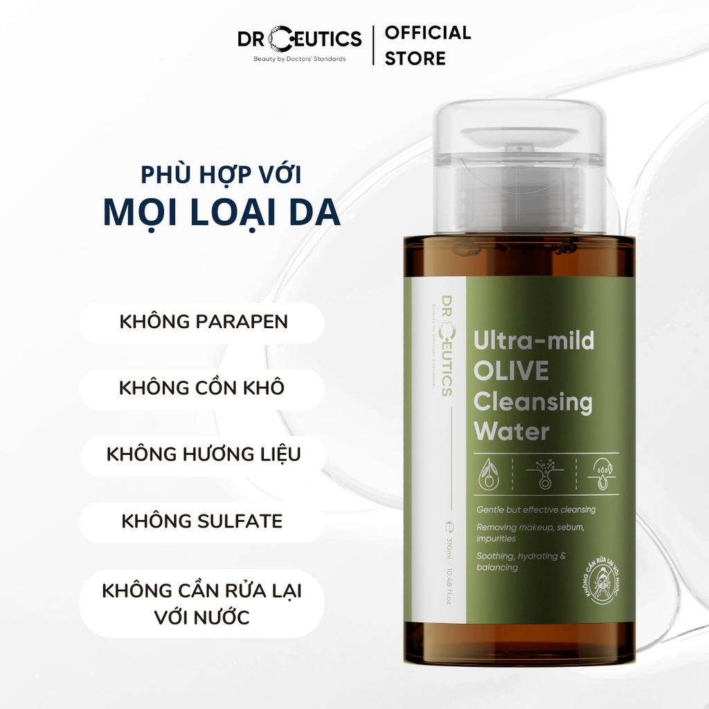 Ảnh Nước tẩy trang DRCEUTICS Ultra-Mild Olive Cleansing Water làm sạch sâu, không gây khô da 310ml, 500ml 3
