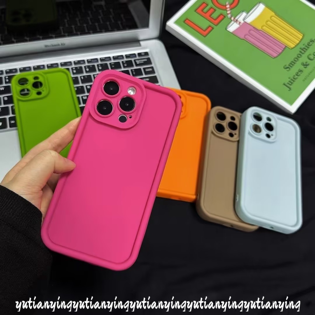 Ốp Điện Thoại Chống Sốc Bảo Vệ Camera Tương Thích Cho IPhone 7 6s 8 6 Plus 17 16 11 12 13 14 15 Pro Max XR XS X MAX SE 2020 Vỏ TPU Mắt Thiên Thần Màu Trơn Đơn Giản - ảnh 8