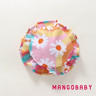 Mgg-kid Girl Romper Áo Liền Quần Dài Tay Đứng Cổ Dây Kéo Bãi Biển Bể Bơi Body Đồ Bơi + Mũ