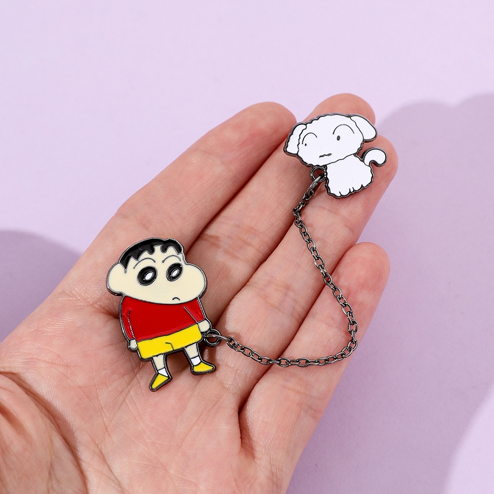 [yunyuan] Ghim Cài Túi Xách Dây Xích Kim Loại Mặt Hình Cậu Bé Bút Chì xiaobai Nhật Bản