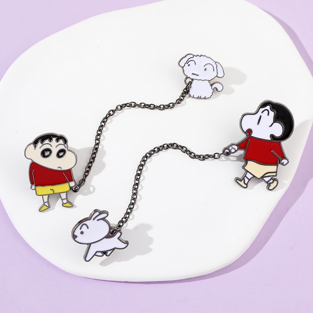 [yunyuan] Ghim Cài Túi Xách Dây Xích Kim Loại Mặt Hình Cậu Bé Bút Chì xiaobai Nhật Bản