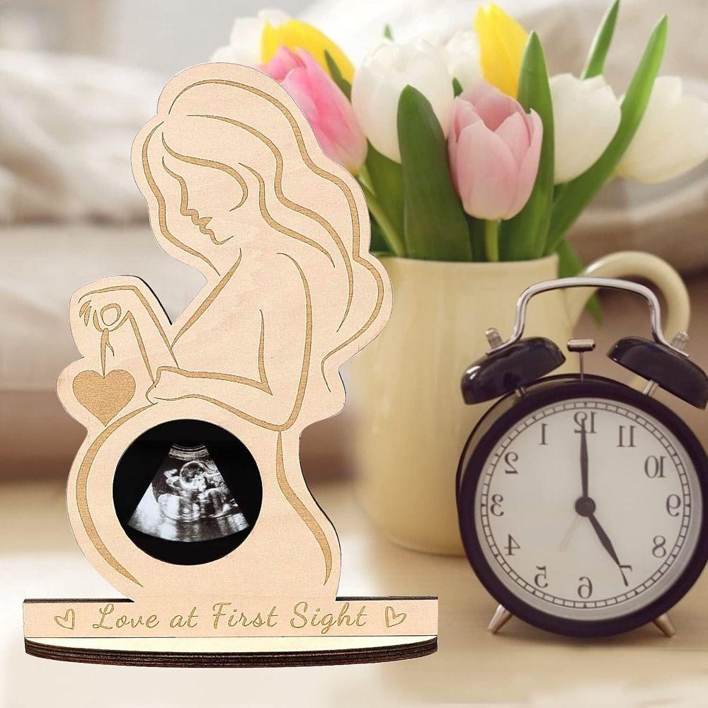 Khung ảnh Sonogram WANYEDI, Thông báo cho bé Quà tặng mang thai Khung ảnh siêu âm cho bé, Trang trí nội thất bằng gỗ tinh tế Mẹ bà bầu Lưu niệm Mẹ Bốdy