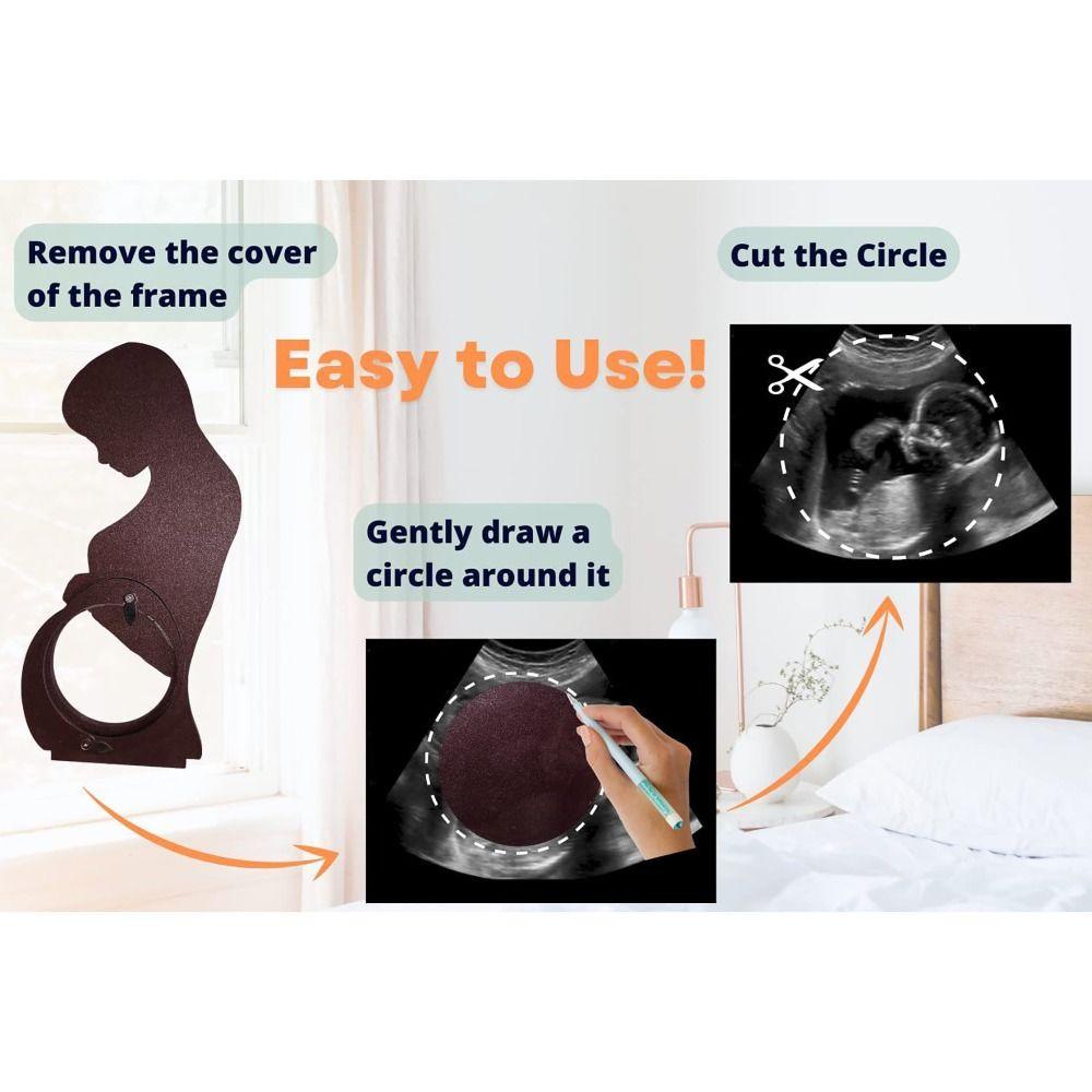 Khung ảnh Sonogram WANYEDI, Thông báo cho bé Quà tặng mang thai Khung ảnh siêu âm cho bé, Trang trí nội thất bằng gỗ tinh tế Mẹ bà bầu Lưu niệm Mẹ Bốdy