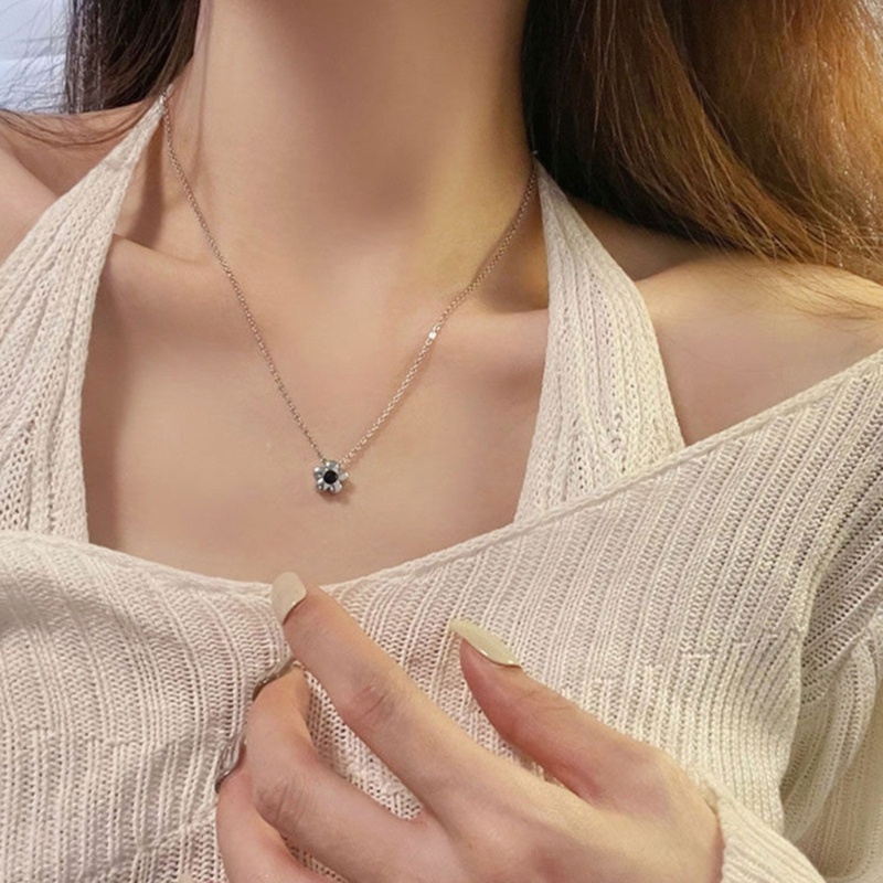 Coo Vòng Cổ choker Kim Loại Mặt Hoa Màu Đen Đơn Giản Cá Tính Đa Năng Thanh Lịch Cho Nữ