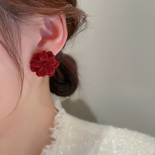 Bông Tai Hình Hoa Đỏ Thiết Kế Đơn Giản Thời Trang