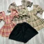 Set Đùi Caro Bigsize Nữ Vải Lụa Mềm Mỏng Tay Búp Phối Bèo Cổ Vuông Thanh Lịch Sang Trọng SET67