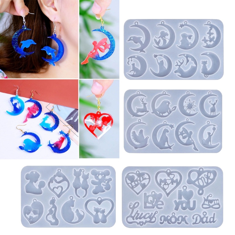 Flgo DIY Pha Lê Bông Tai Khuôn Silicon Giọt Tai Nhựa Dính Khuôn Không Đều Tai Nhẫn Trang Sức Làm Dụng Cụ Độc Đáo Acces