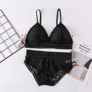 Set Áo Ngực Ren Nữ Không Gọng Mút mỏng nhẹ Set Quần Lót Nữ Tam Giác Quyến Rũ Cho Nữ áo ngực bra