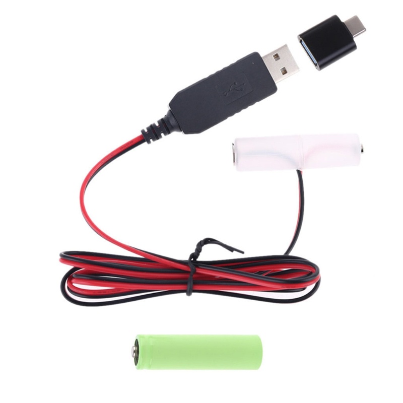 Ann AA Bộ chuyển đổi pin giả có thể tháo rời Thay thế dây cáp nguồn USB
