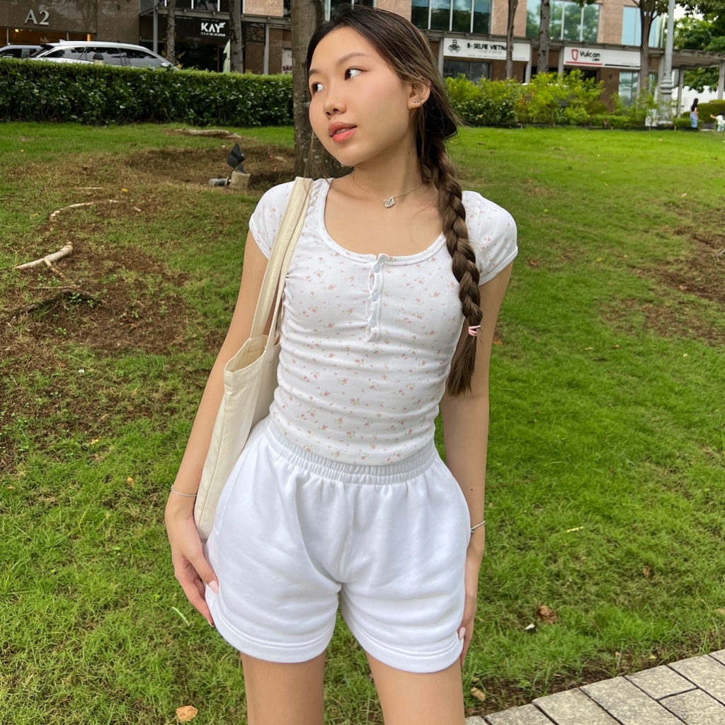 Quần Short thun nỉ cotton Augety Studio, BASIC SWEATSHORTS