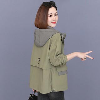Áo Khoác Chống Gió Có Mũ Trùm Dáng Rộng Phong Cách Hàn Quốc Thời Trang Mùa Thu 2023 Mới Cho Nữ