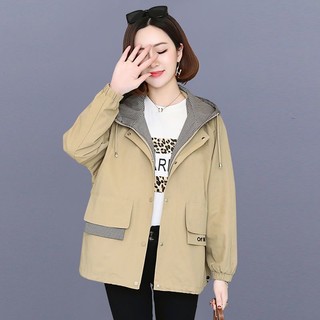 Áo Khoác Chống Gió Có Mũ Trùm Dáng Rộng Phong Cách Hàn Quốc Thời Trang Mùa Thu 2023 Mới Cho Nữ