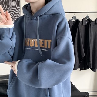 Áo nỉ có mũ trùm đầu nam nũ mùa thu đông hợp thời trang in chữ cái áo khoác phù hợp phong cách