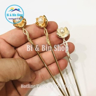 Trâm Cài Tóc Hình Nơ Phối Hạt Trai Sang Trọng Thanh Lịch