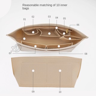 Túi lót nỉ Longchamp, túi bên trong/giữa/chèn/tote cho túi bánh bao, hỗ trợ định hình, đựng mỹ phẩm và đồ dùng