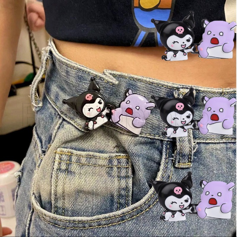 [Fatured] 1 Cặp Ghim Cài Thắt Lưng / Khóa Cài Thắt Lưng Liền Mạch Có Thể Điều Chỉnh / Cố Định Túi Có Thể Tháo Rời / Quần Jean Họa Tiết Hoạt Hình Có Thể Tái Sử Dụng
