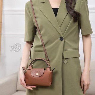 Dây da bò đen thay thế cho túi Longchamp mini, dây đeo vai mỏng điều chỉnh, đeo vai/chéo 2 kiểu